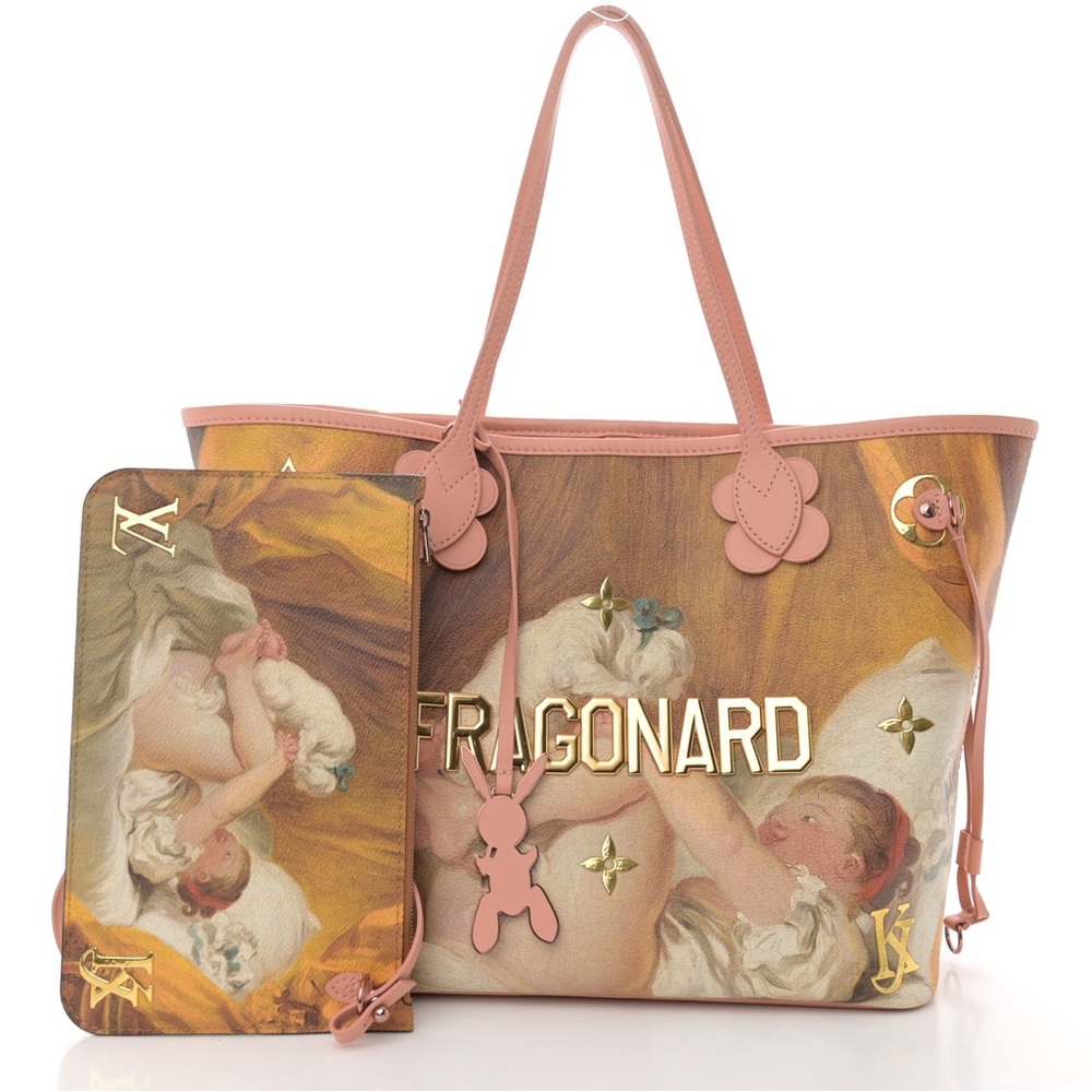 Authentic Louis Vuitton Masters Fragonard Neverfull MM pink with pouch